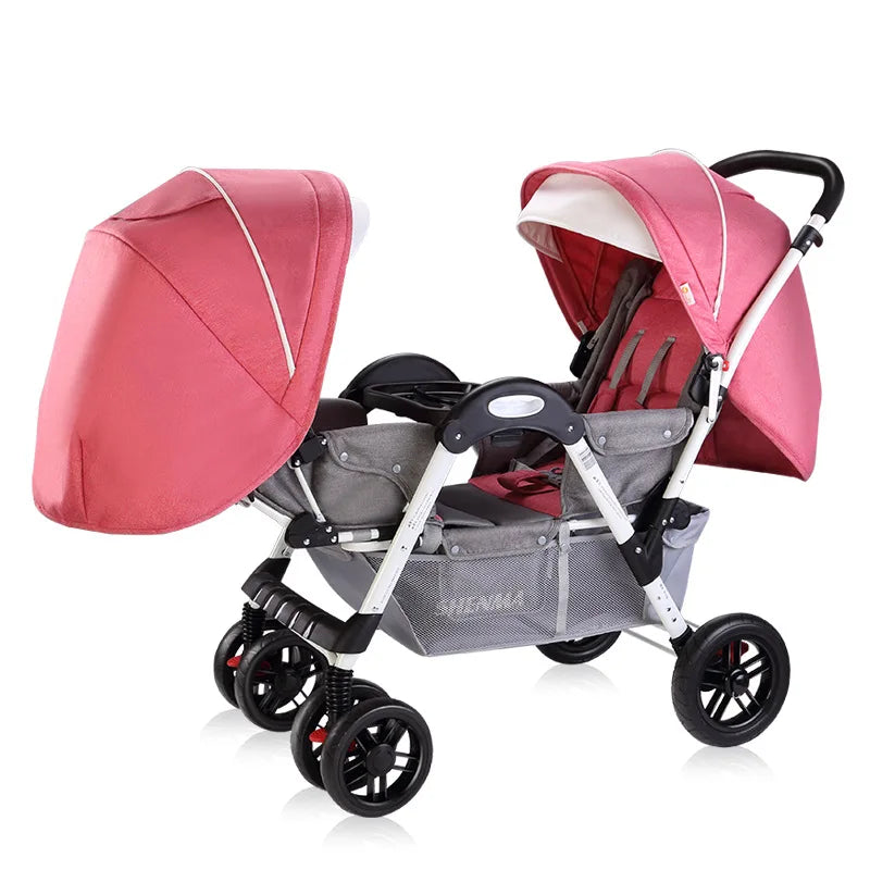 Poussette double pliable et inclinable