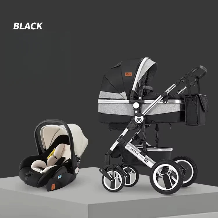 Poussette bébé 3 en 1 avec paysage haut