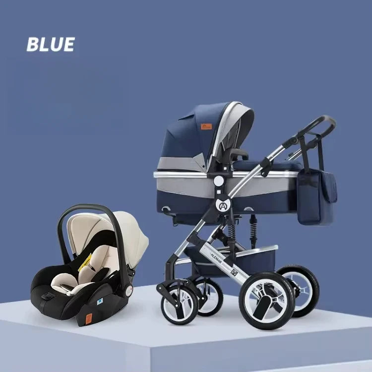 Poussette bébé 3 en 1 avec paysage haut