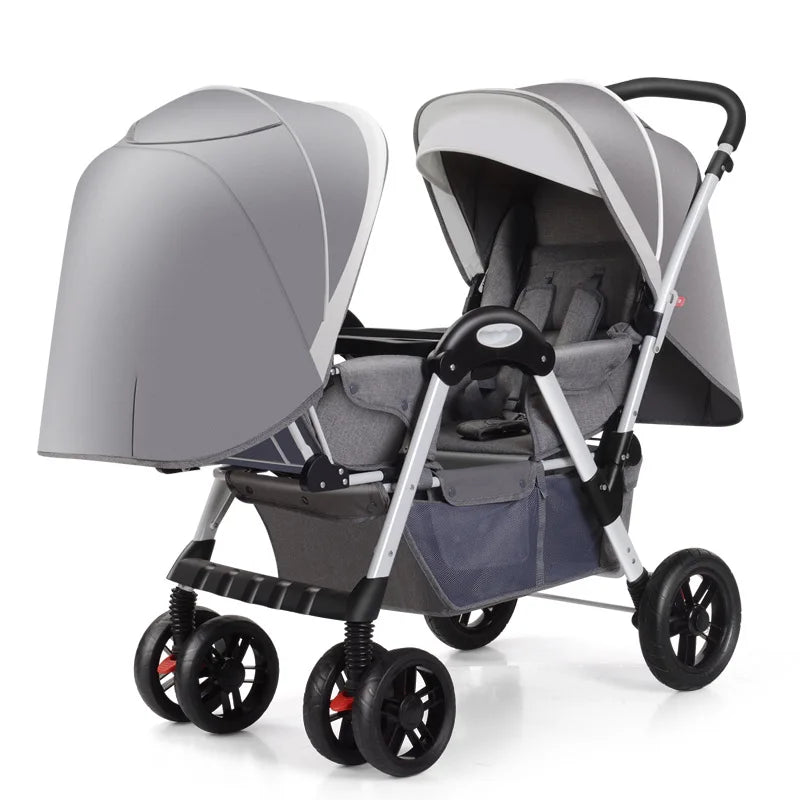 Poussette double pliable et inclinable