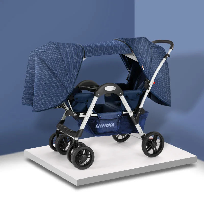 Poussette double pliable et inclinable