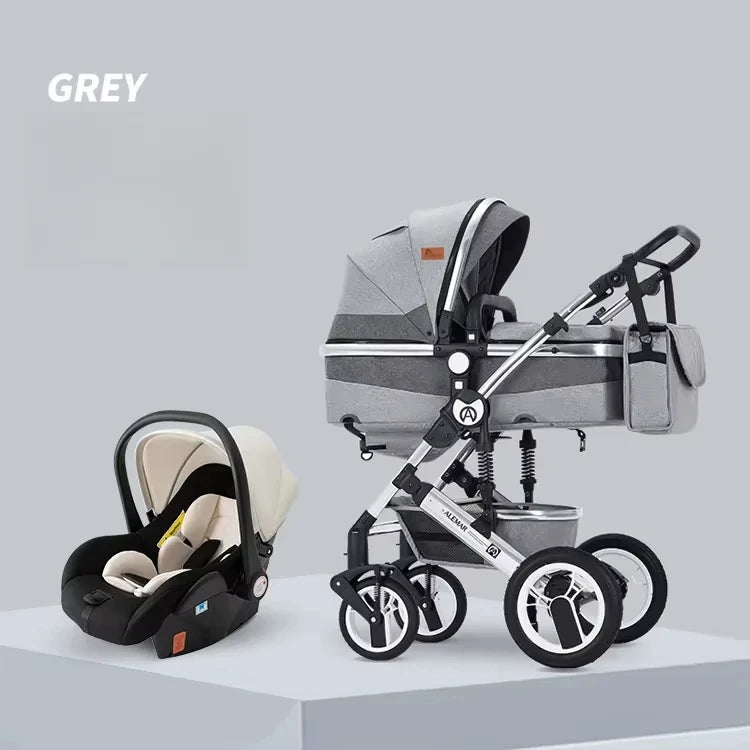 3-in-1 baby stroller with high landscape